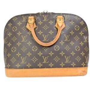 LOUIS VUITTON LV Logo Alma Hand Bag Monogram Leather Brown France